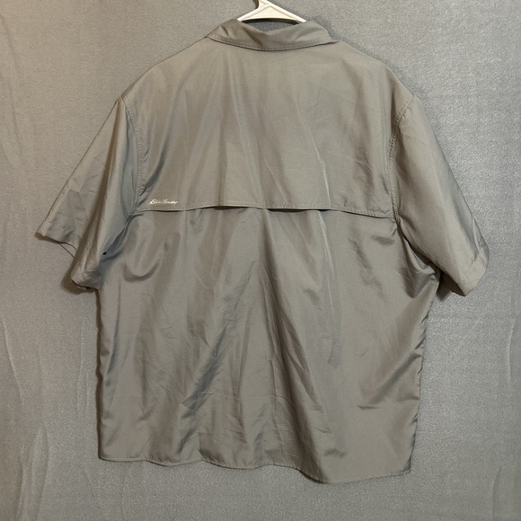 Eddie Bauer Men's Short Sleeve Woven Tech Shirt Size XXL Grey Hiking Fishing - Picture 5 of 10